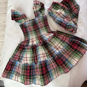 Hill House Plaid Smocked Ruffle Sundress in Red, Green & Blue